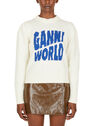 GANNI Intarsia Logo Sweater in White  flgan0251010wht