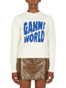 GANNI Intarsia Logo Sweater in White White flgan0251010wht