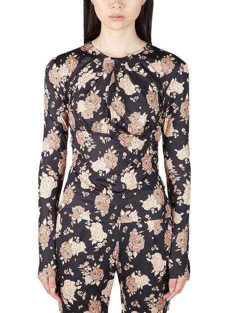 Floral Jersey Top in Black