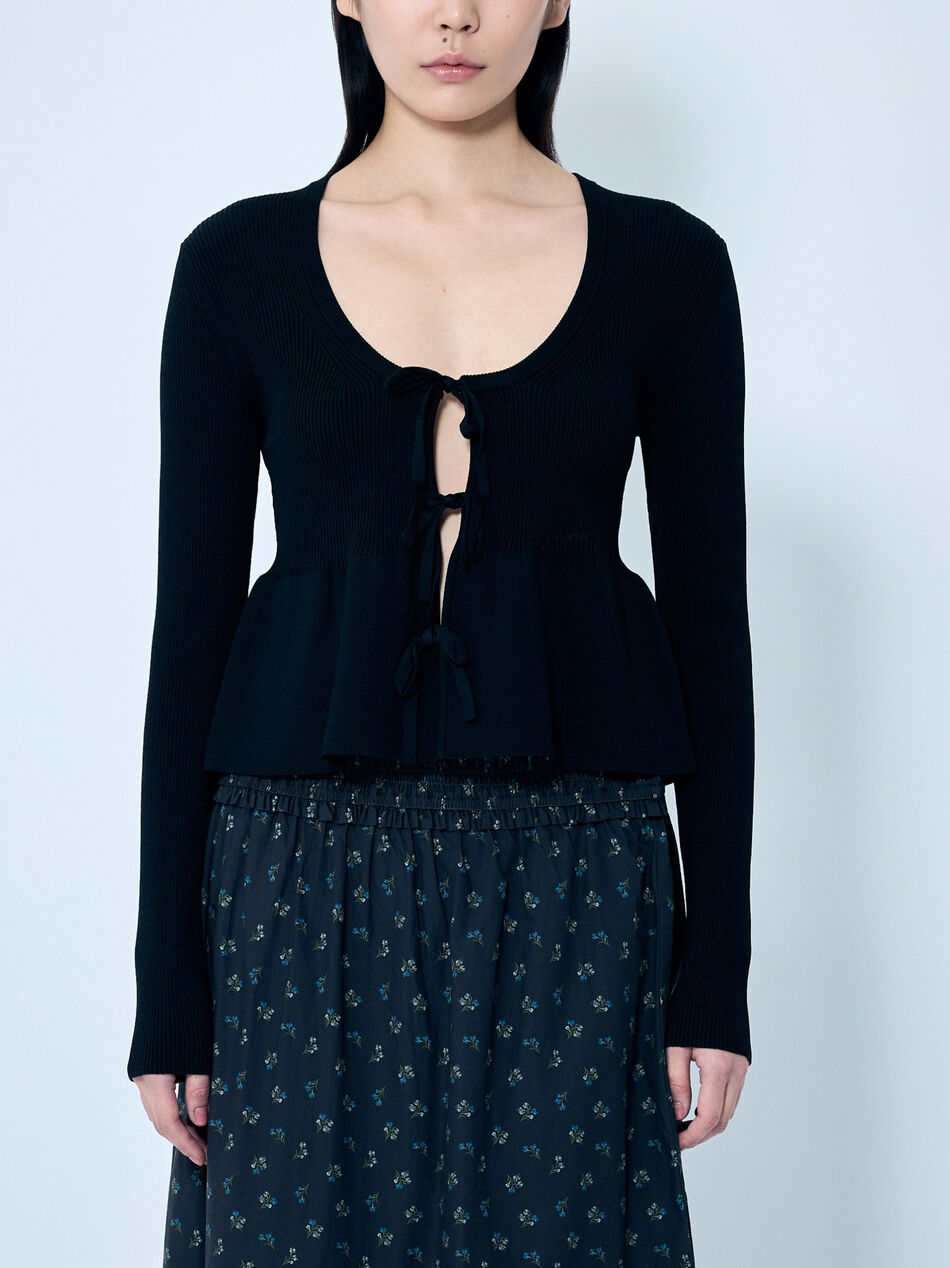 Rib Knit Tie-String Cardigan