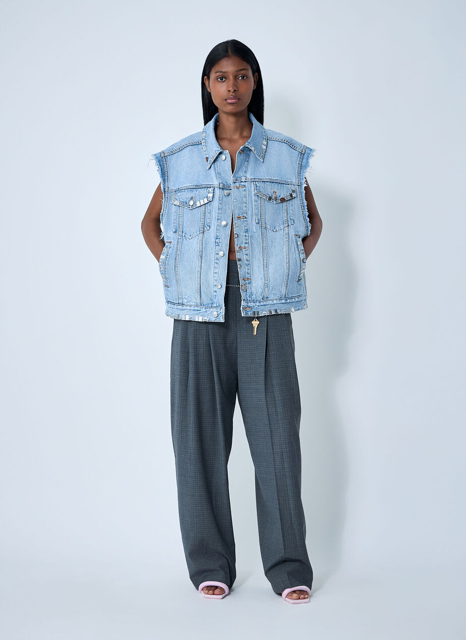 Distressed Denim Vest