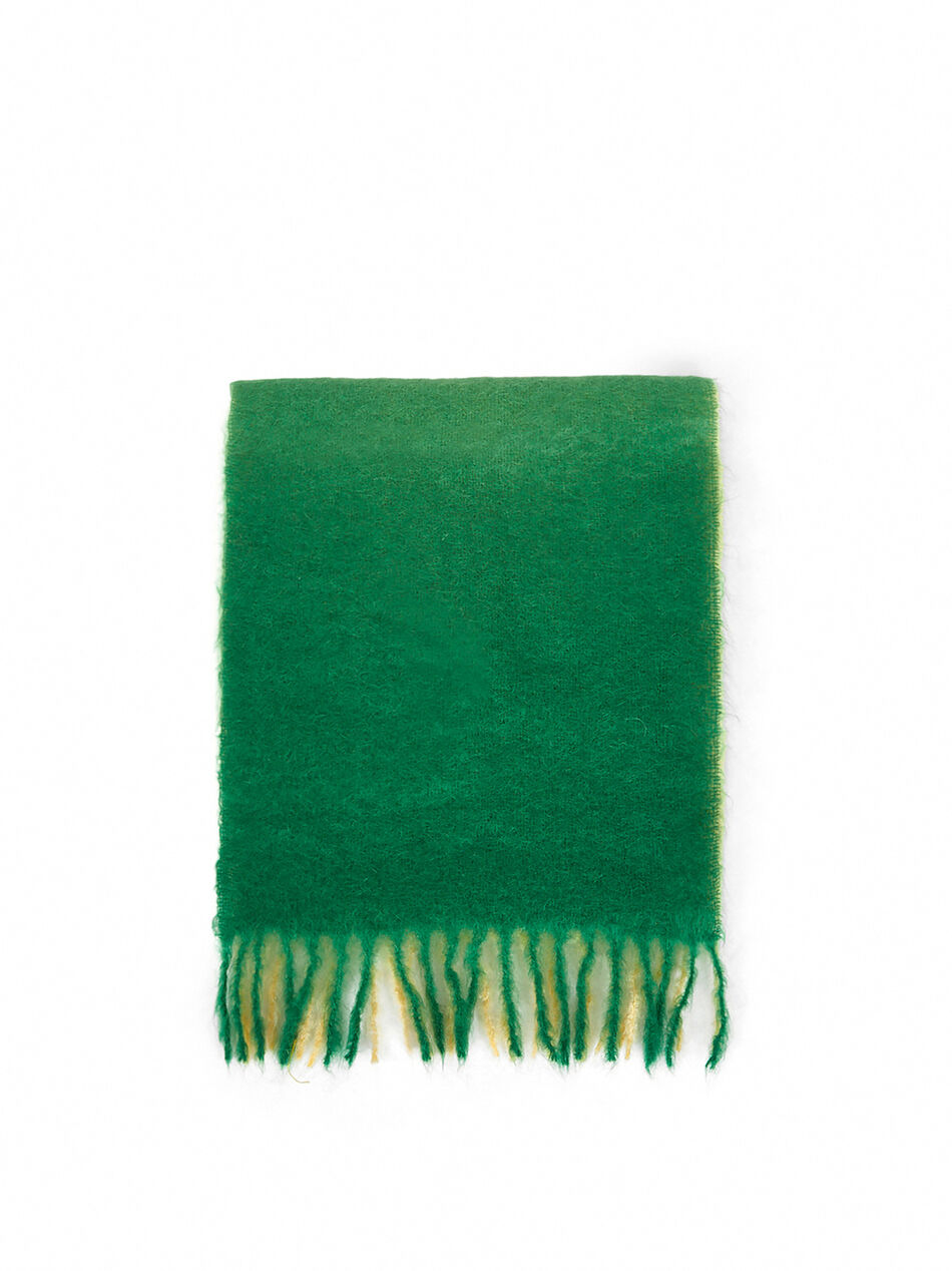 Mohair Gradient Fringed Scarf Kelly Green