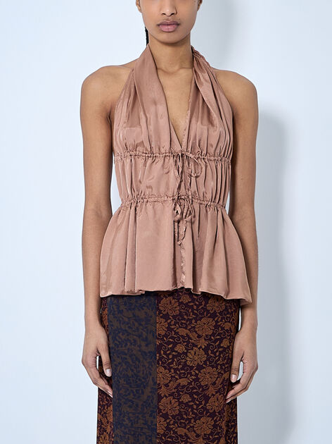 Drawstring Halterneck Top