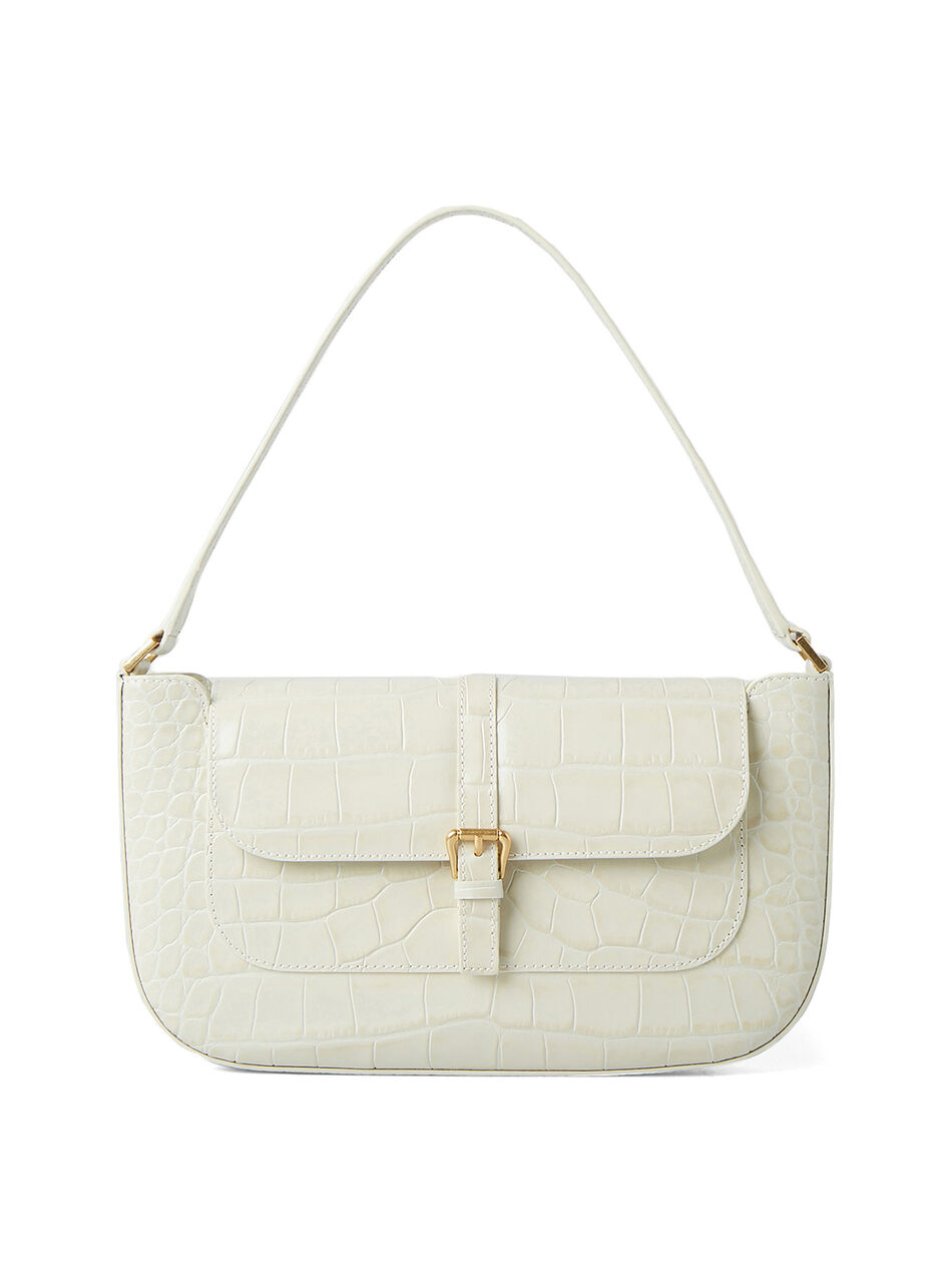 Croc Print Leather Miranda Shoulder Bag