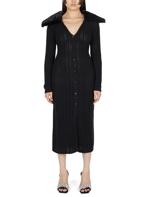 Oversized Collar Knit Dress in Black