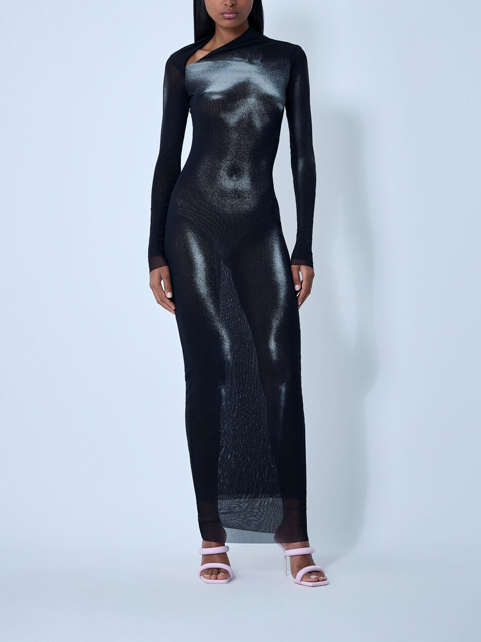 Wood Mesh Maxi Dress