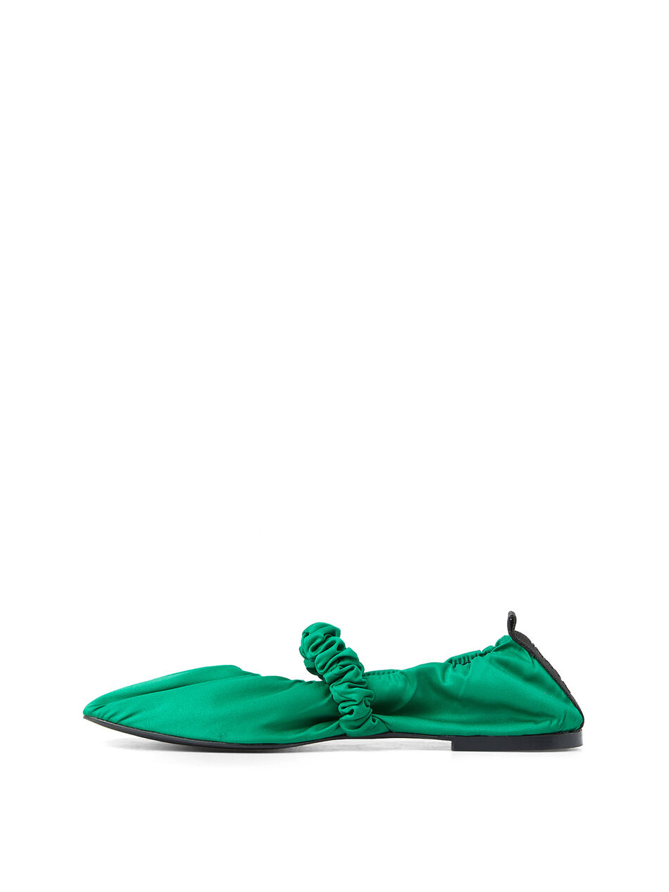 Soft Square Toe Scrunchie Ballerina Satin Kelly Green