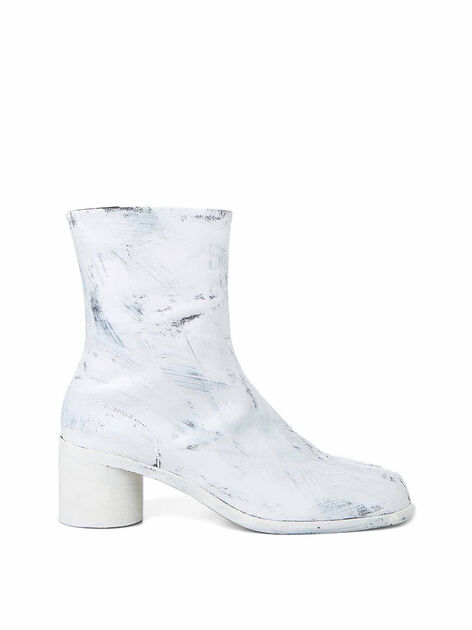 Tabi Painted Effect Boots in White Leather