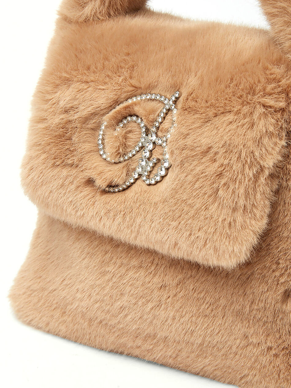 Eco Faux Fur Handbag in Beige