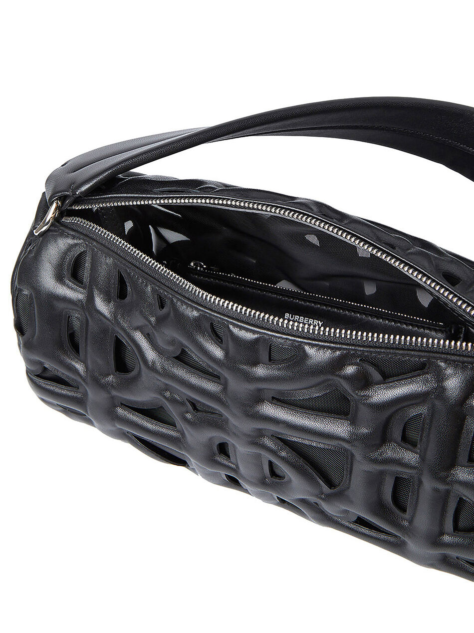 Rhombi Small Black Leather Shoulder Bag