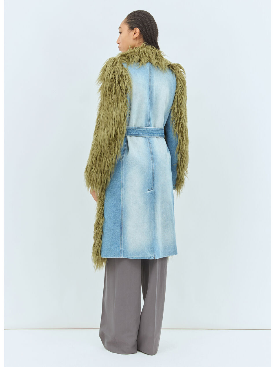 Faux Fur And Denim Coat