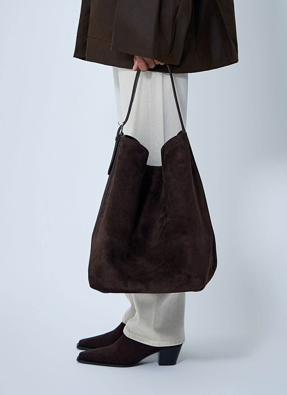 Suede Belted Tote Bag