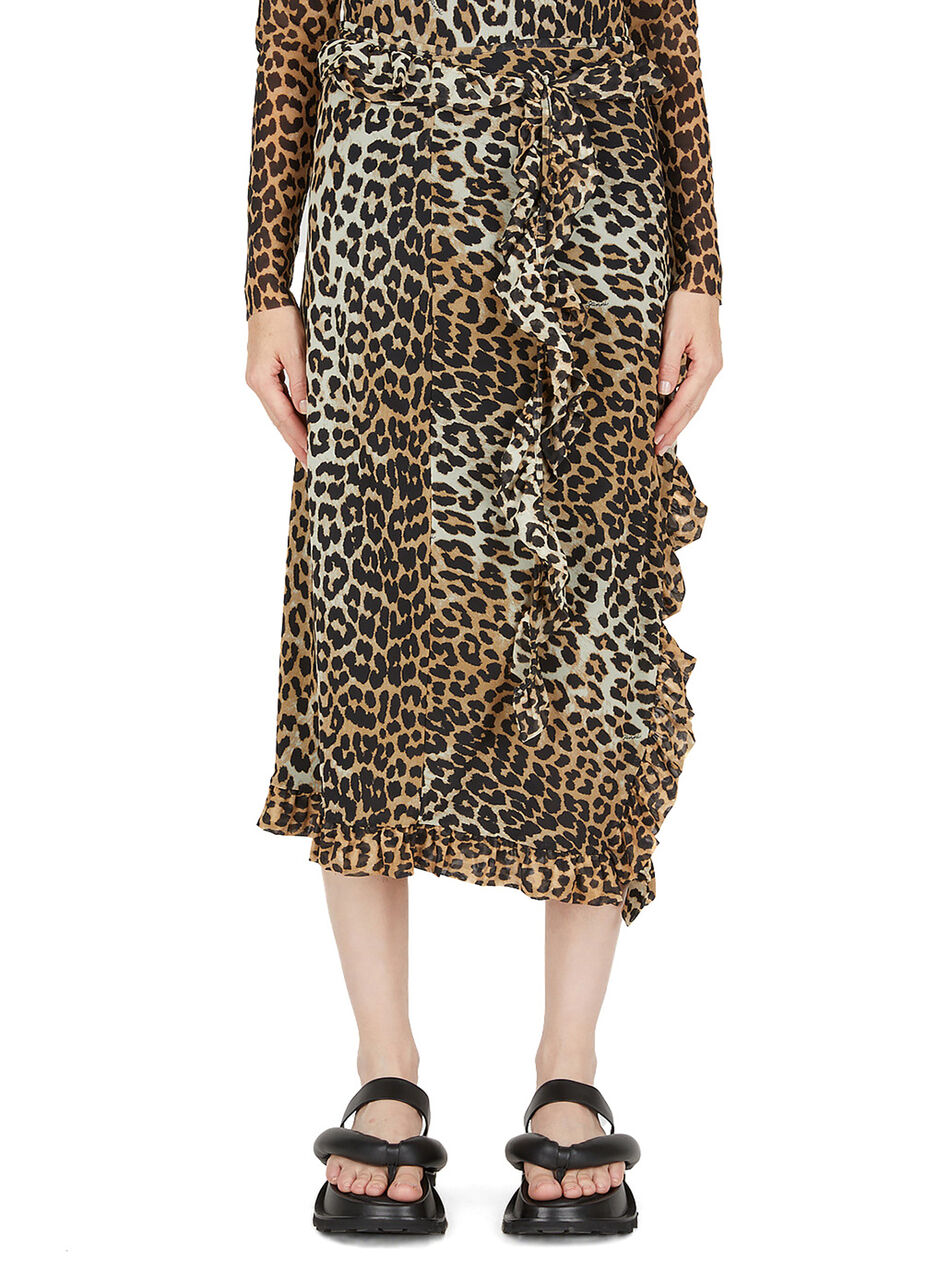 Leopard Print Wrap Skirt