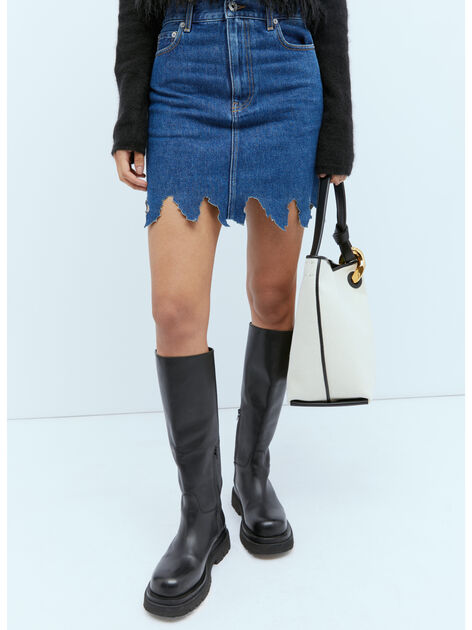 Lasercut Denim Midi Skirt