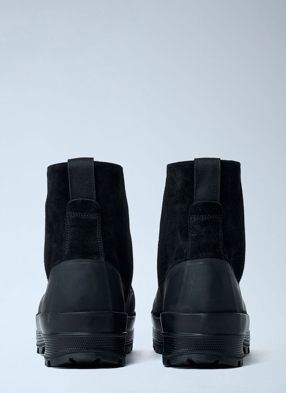 Suede Logo Patch Boots