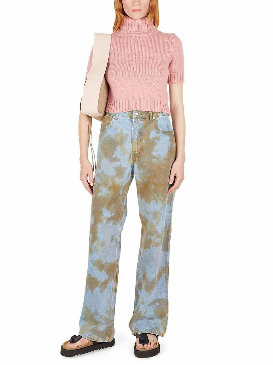 Short-Sleeved Sweater with Roll Neck