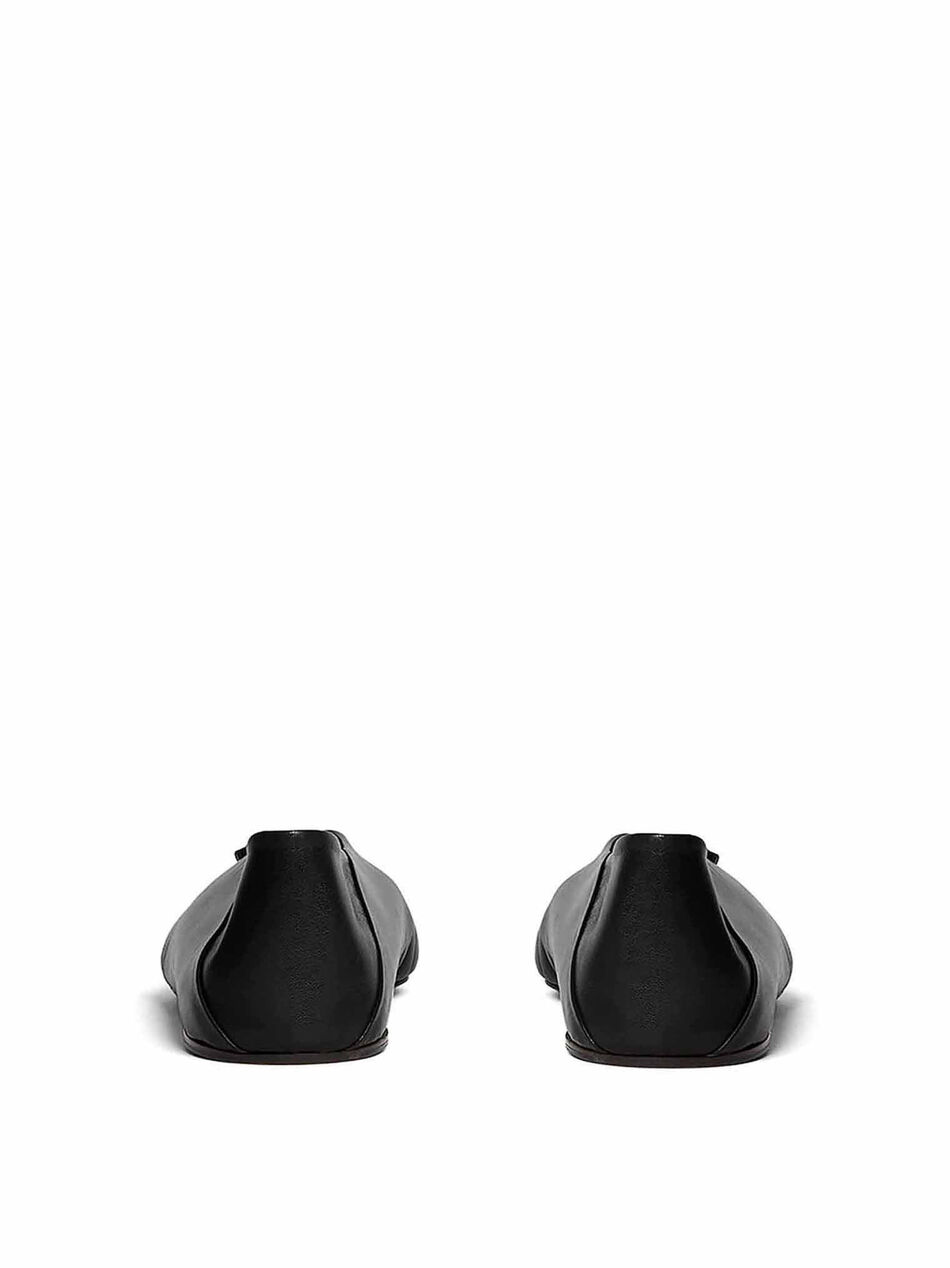 Black Leather Ballerina Shoes