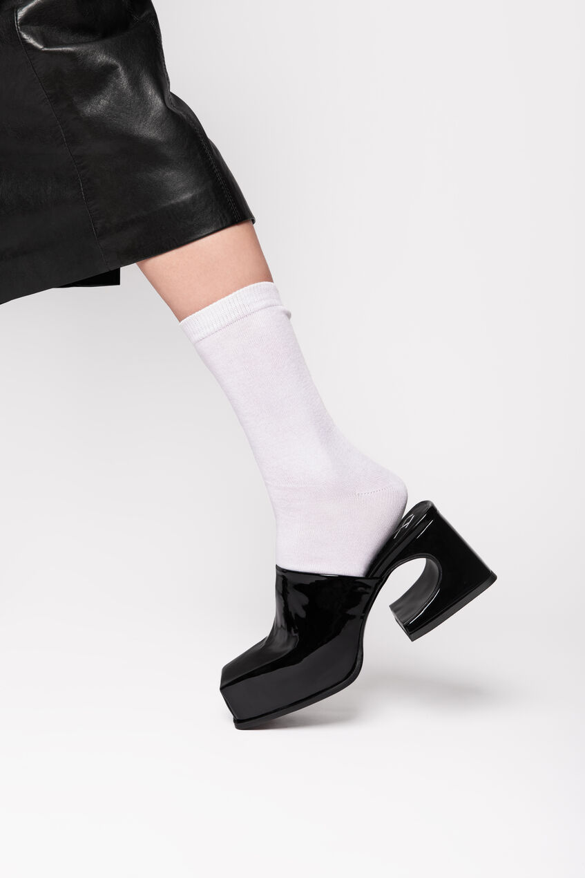 PATENT BLACK SASSY MULE