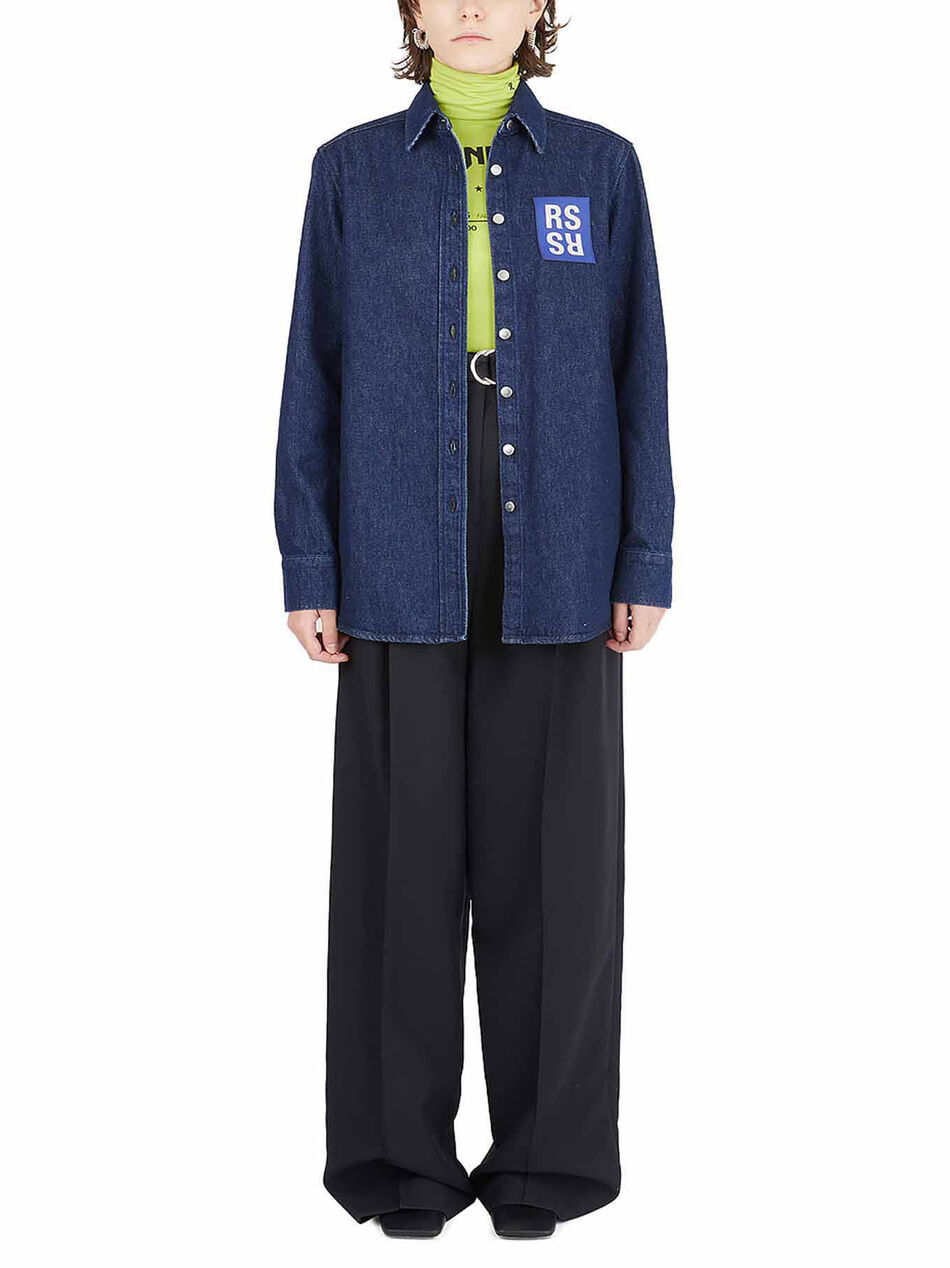 Camicia in Denim con Patch Logo