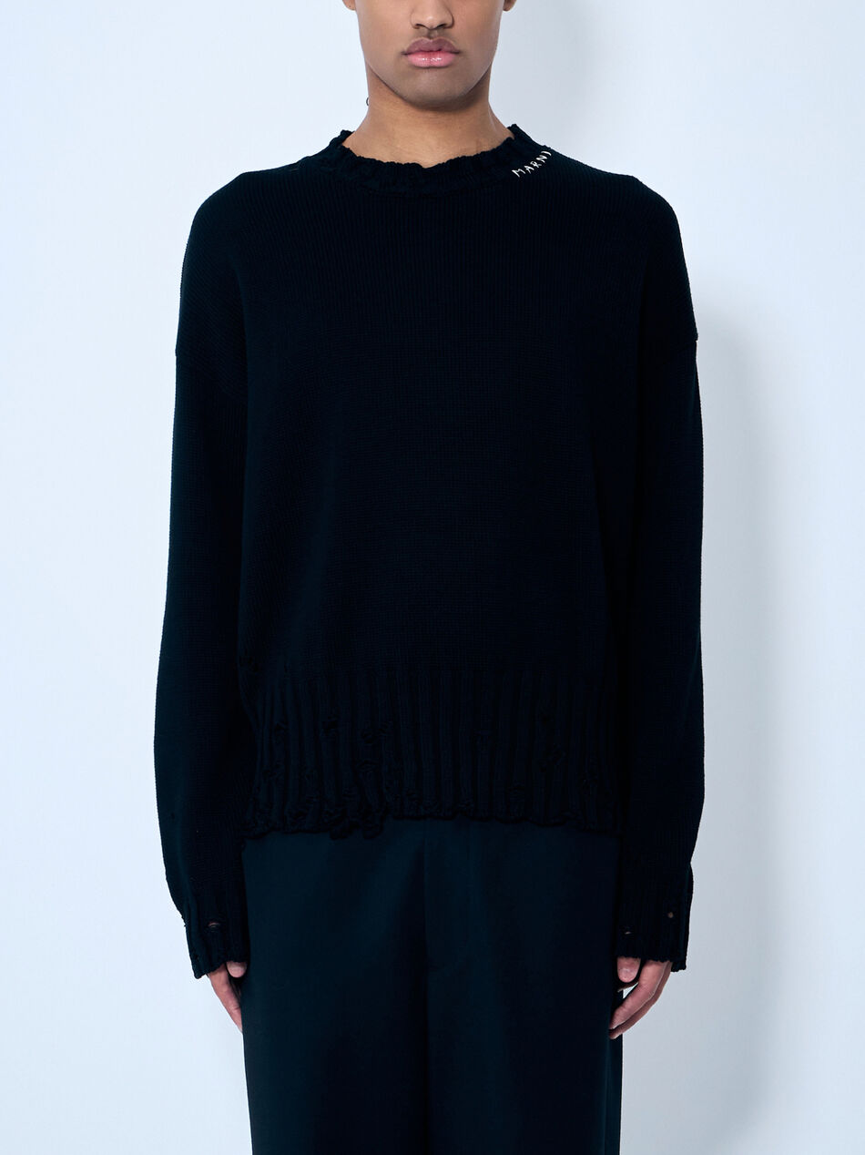 Distressed Cotton Sweater