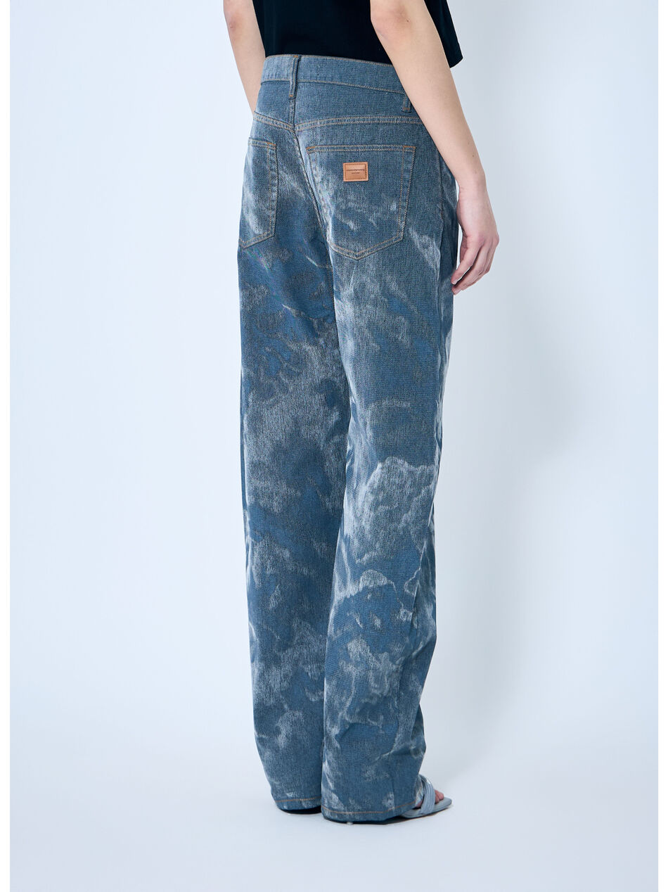 Low Rise Clouding Flocking Jeans