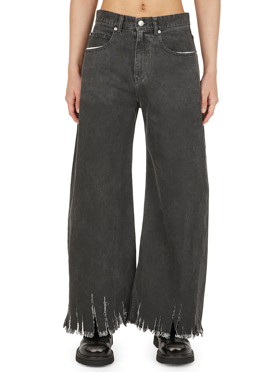 Wide Leg Raw Hem Jeans