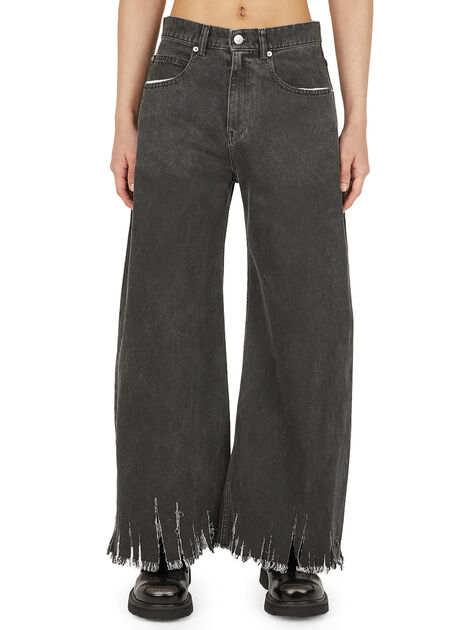 Wide Leg Raw Hem Jeans