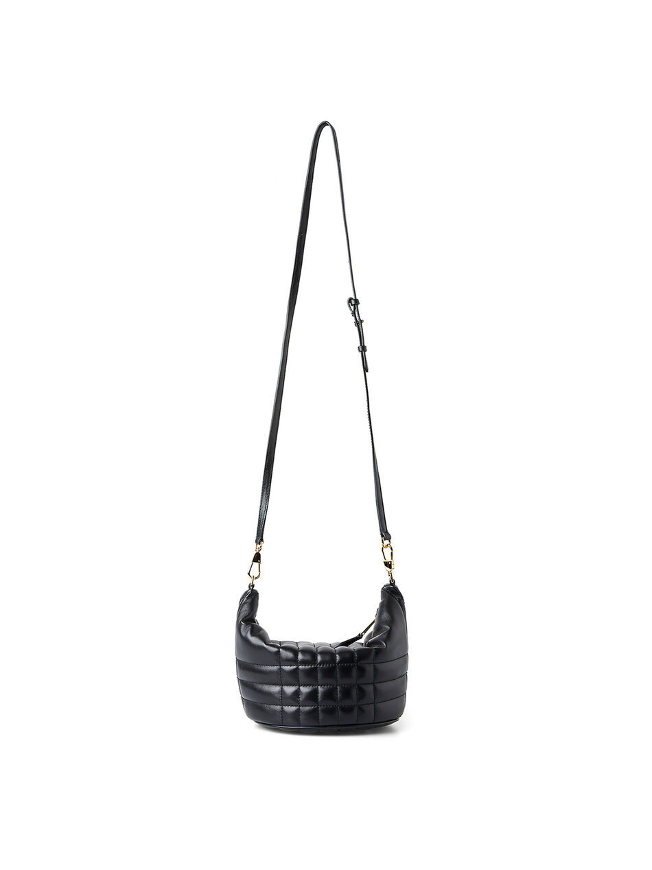 Lola Black Leather Crescent Shoulder Bag