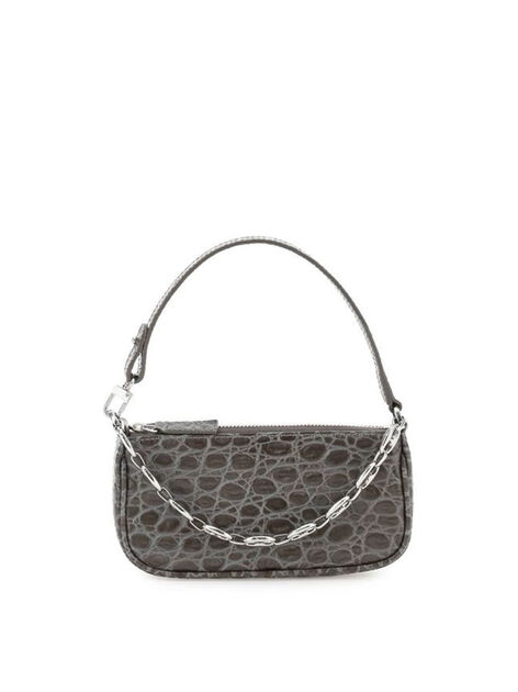 Croco Rachel Mini Shoulder Bag in Grey