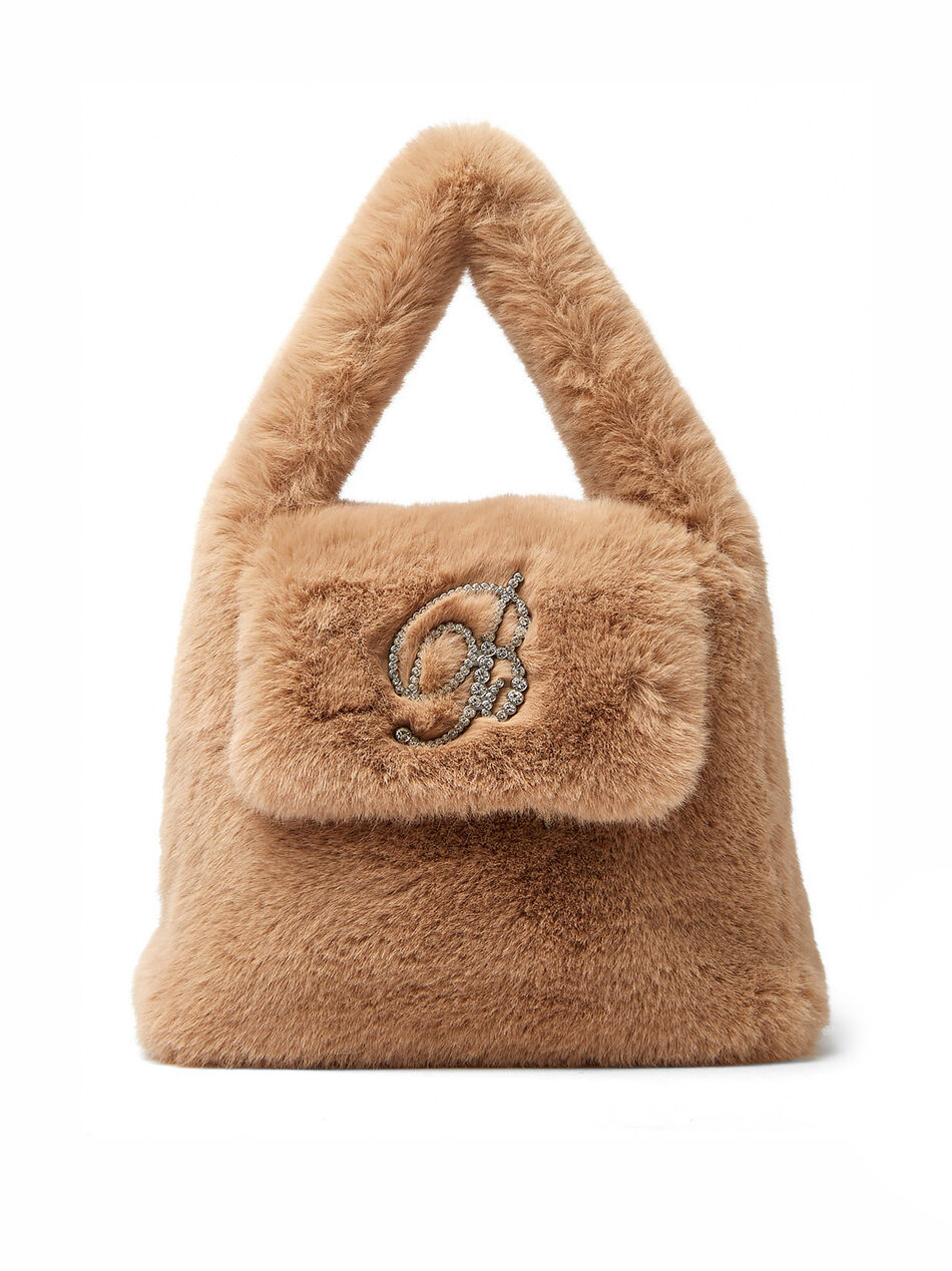 Eco Faux Fur Handbag in Beige