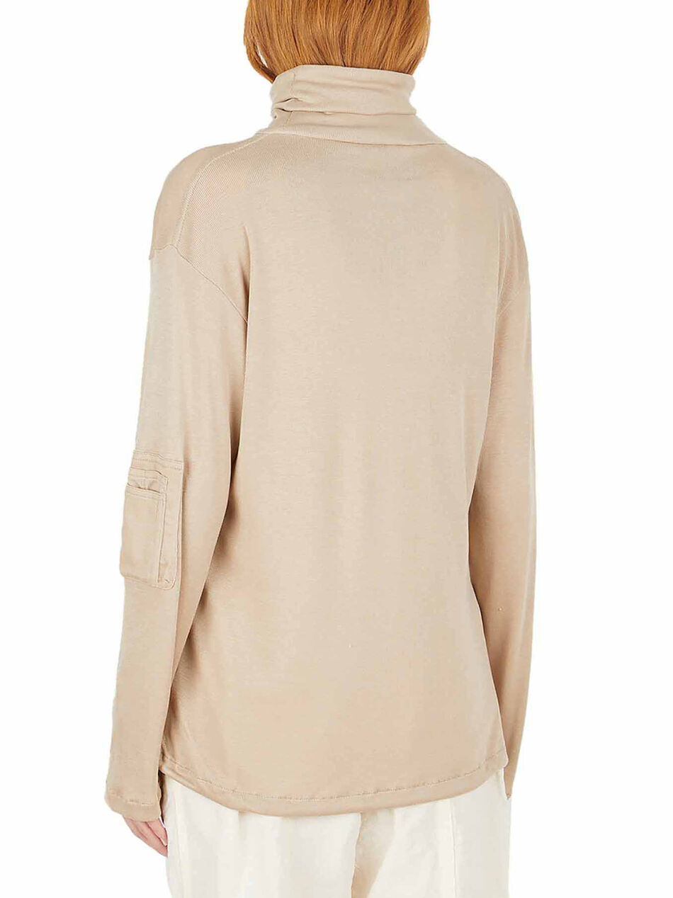 Beige Turtleneck Long Sleeves Top