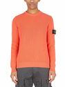 Stone Island Logo Patch Ribbed Orange Sweater  flsto0148050ora