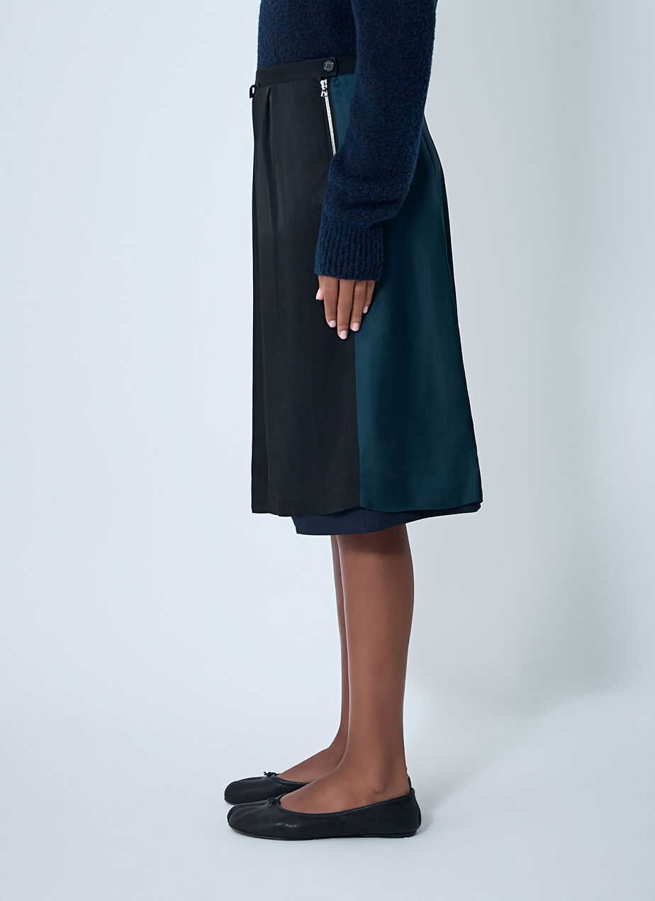 Contrast Panel Midi Skirt