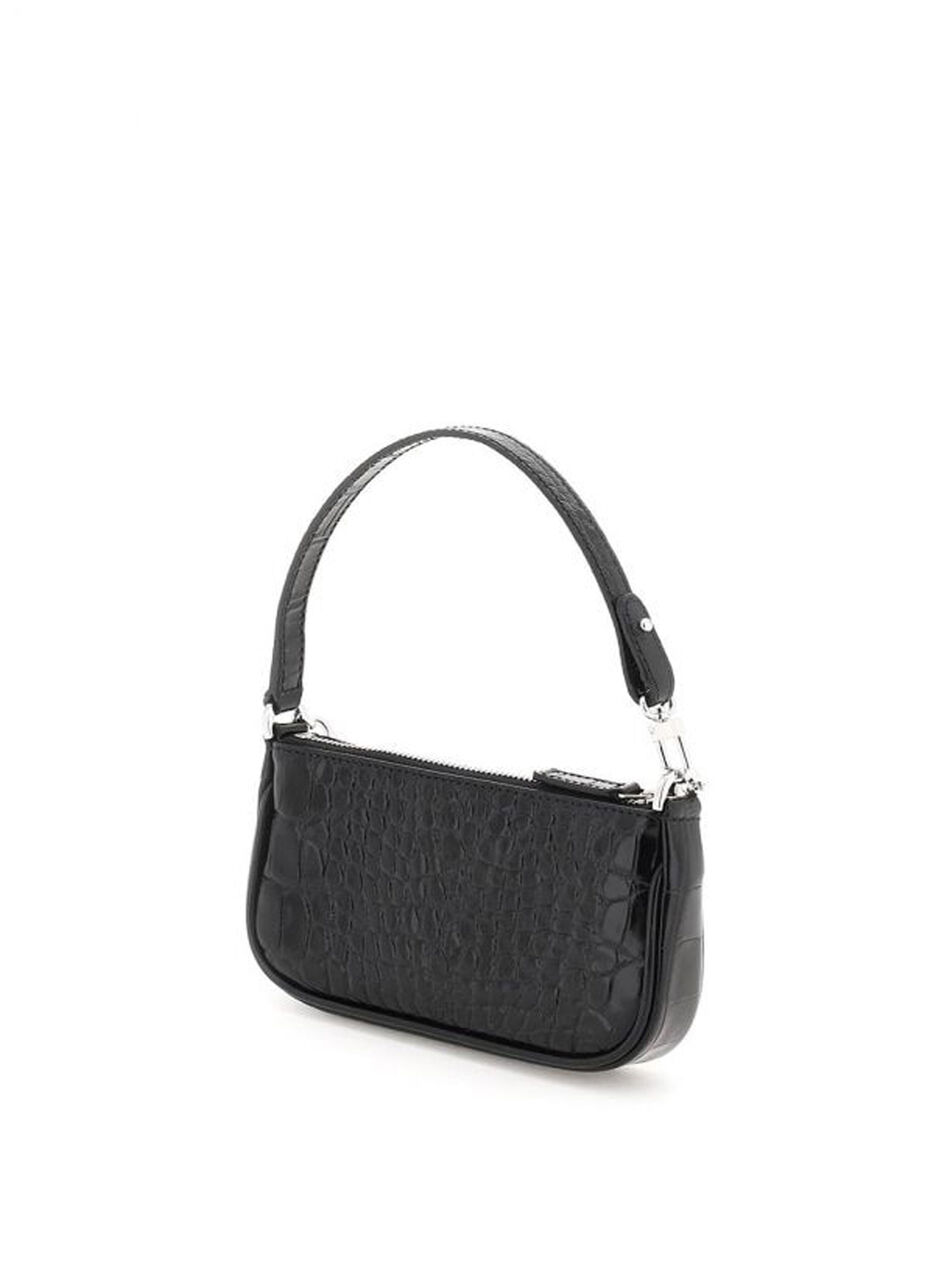 Croco Rachel Mini Shoulder Bag in Black