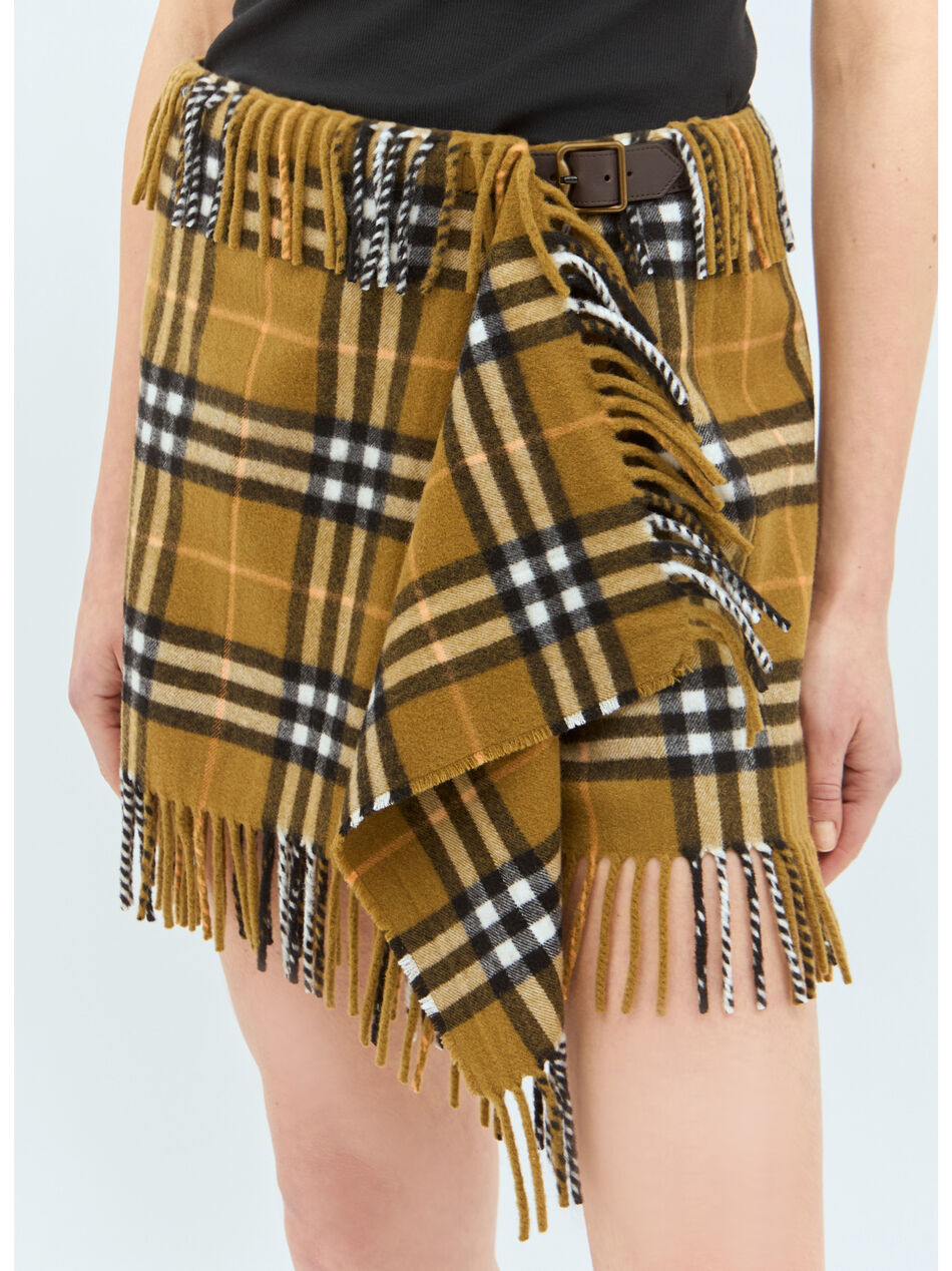 Check Wool And Cashmere Scarf Skirt
