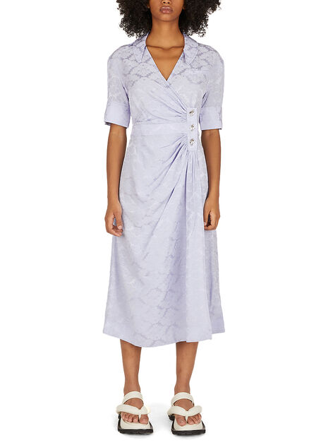 Floral Jacquard Wrap Dress