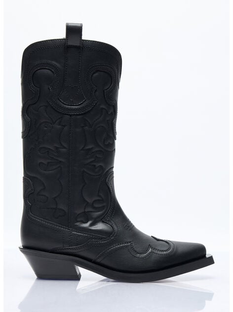 Mid Shaft Embroidered Western Boots