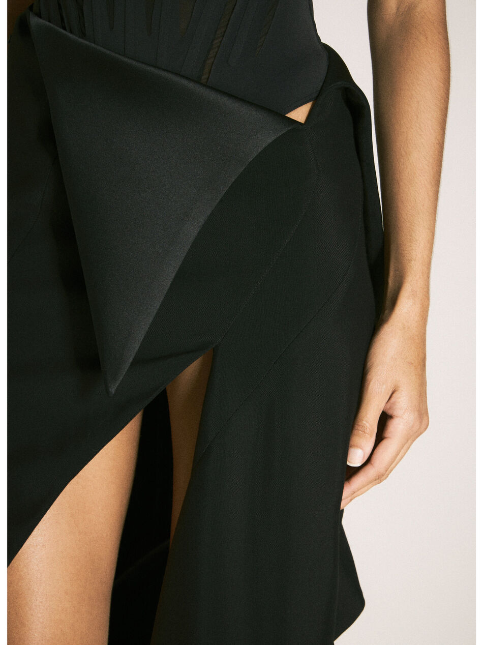 Cummerbund Satin Skirt