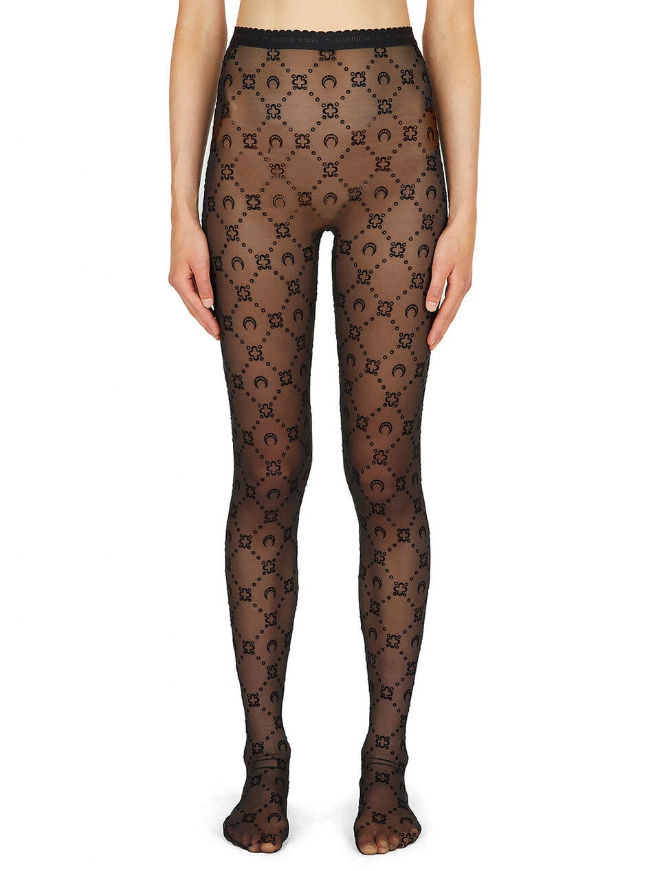 Flocked Monogram Tights