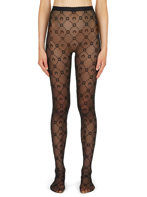 Flocked Monogram Tights
