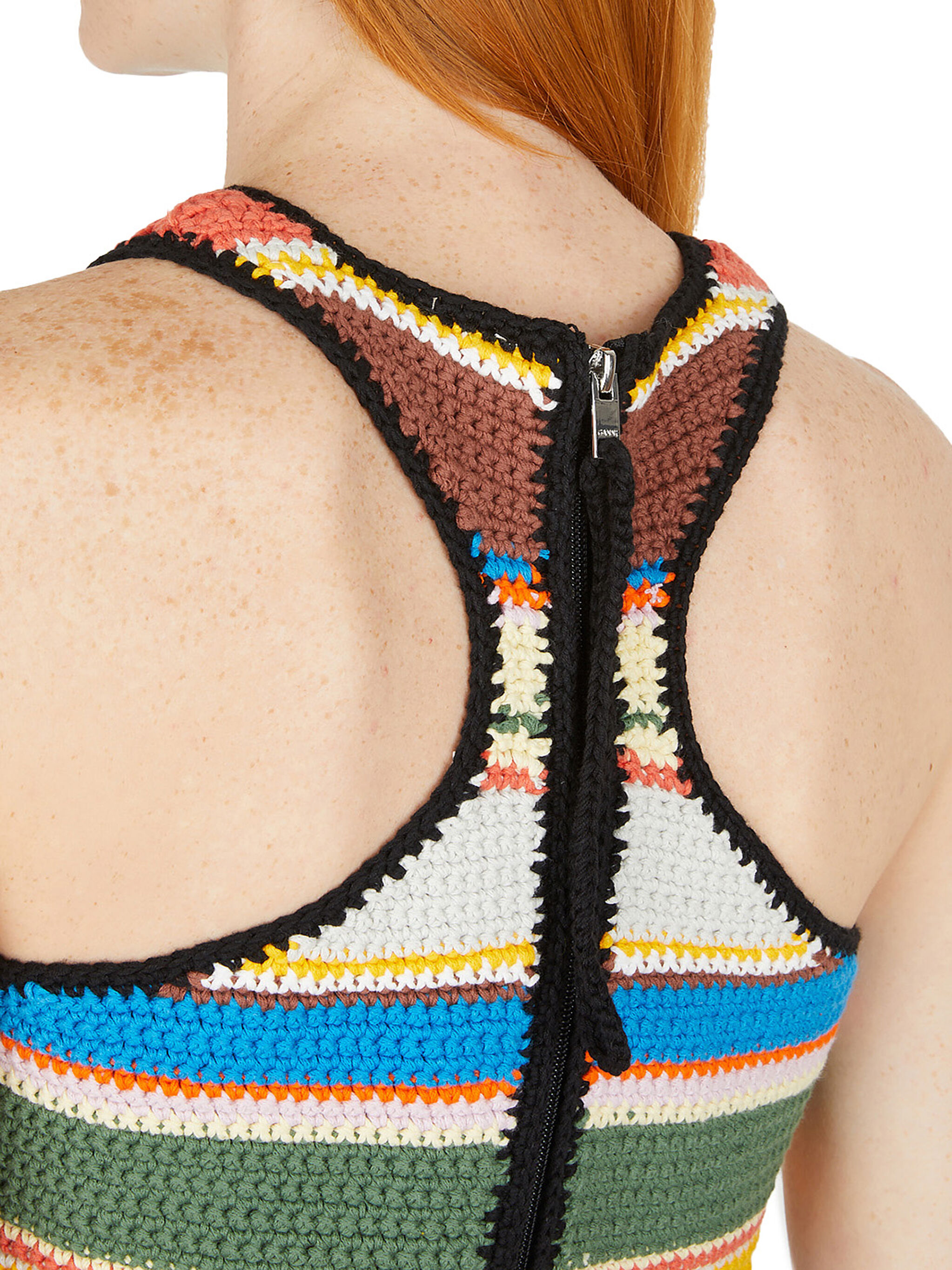 GANNI Stripe Crochet Crop Top for Women | THE FLAMEL®