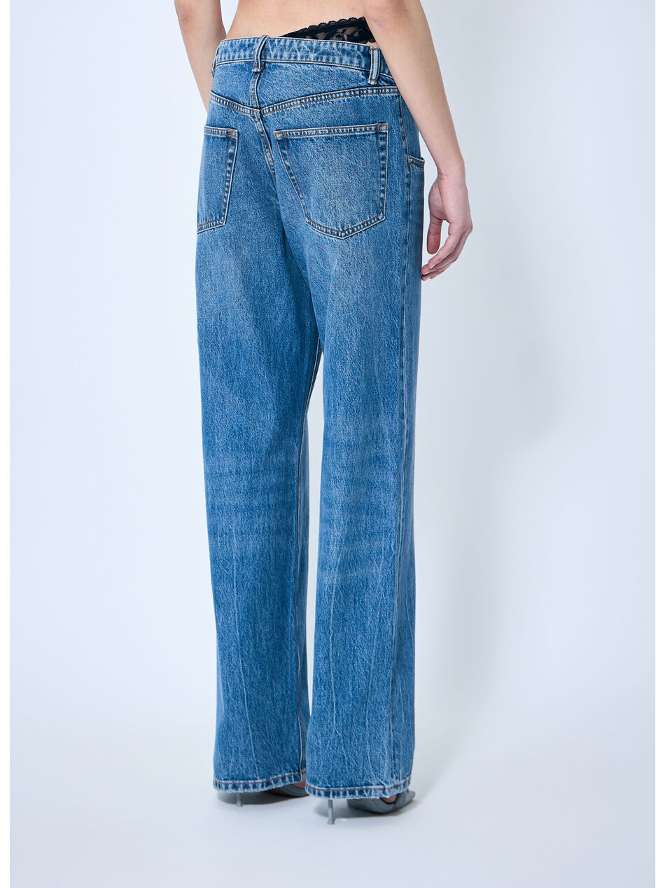 Dip-Side Jeans With Exposed Lace Underwear