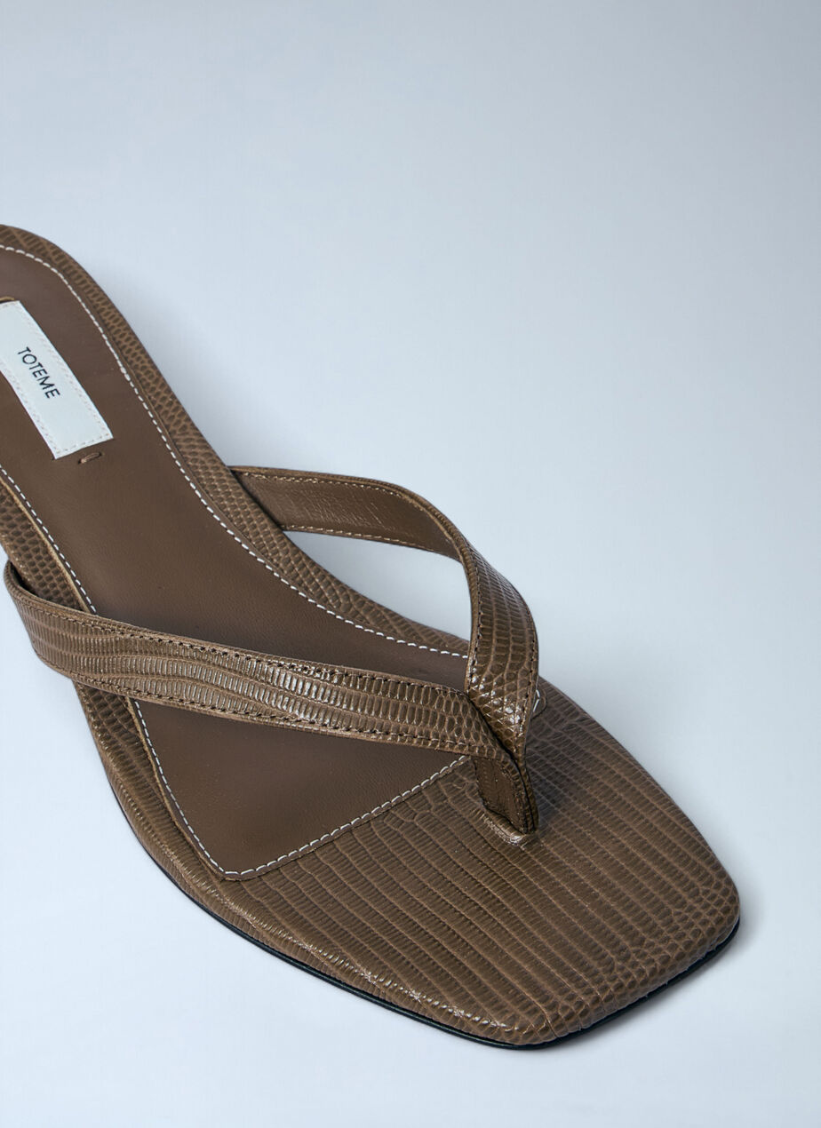 Lizard-Embossed Flip Flops