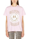 GANNI Logo Print T-Shirt in Pink  flgan0250014pin