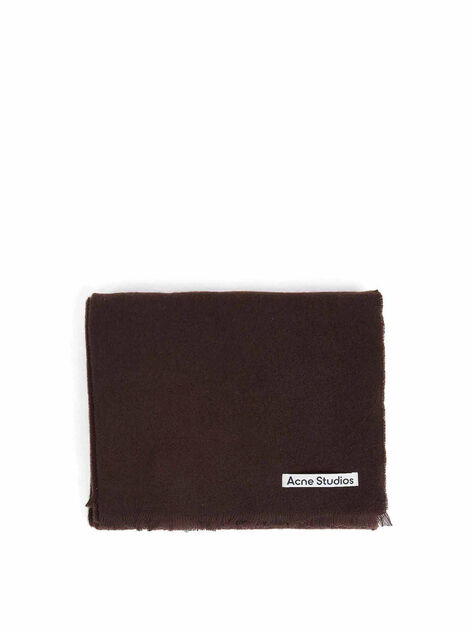 Brown Logo Wool Scarf