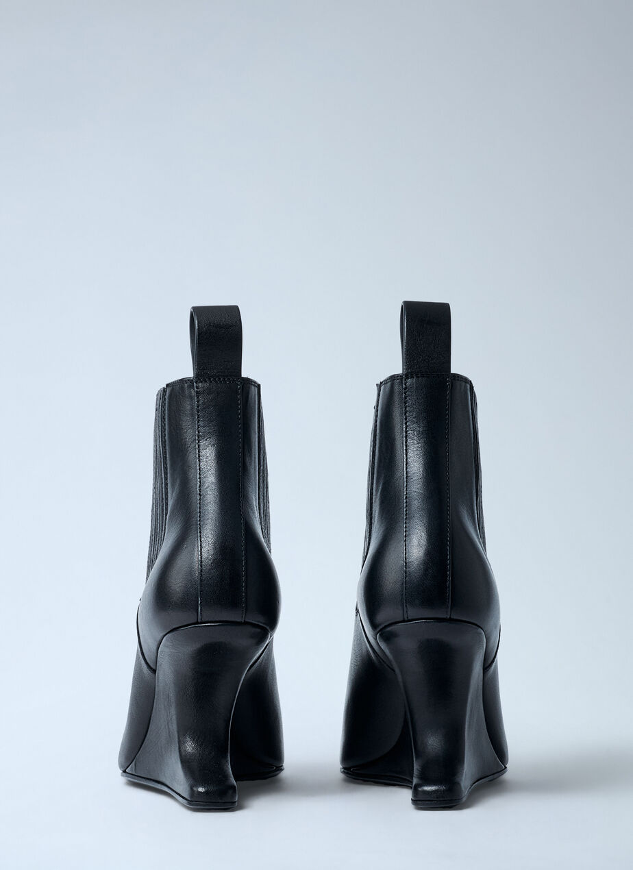 Leather Wedge Ankle Boots