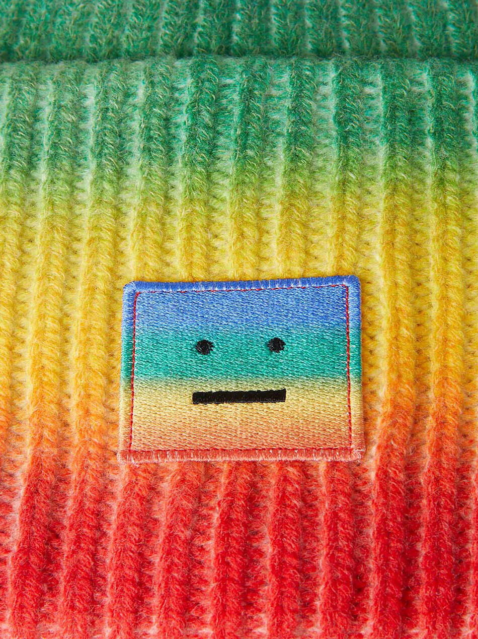 Rainbow Face Patch Beanie Hat