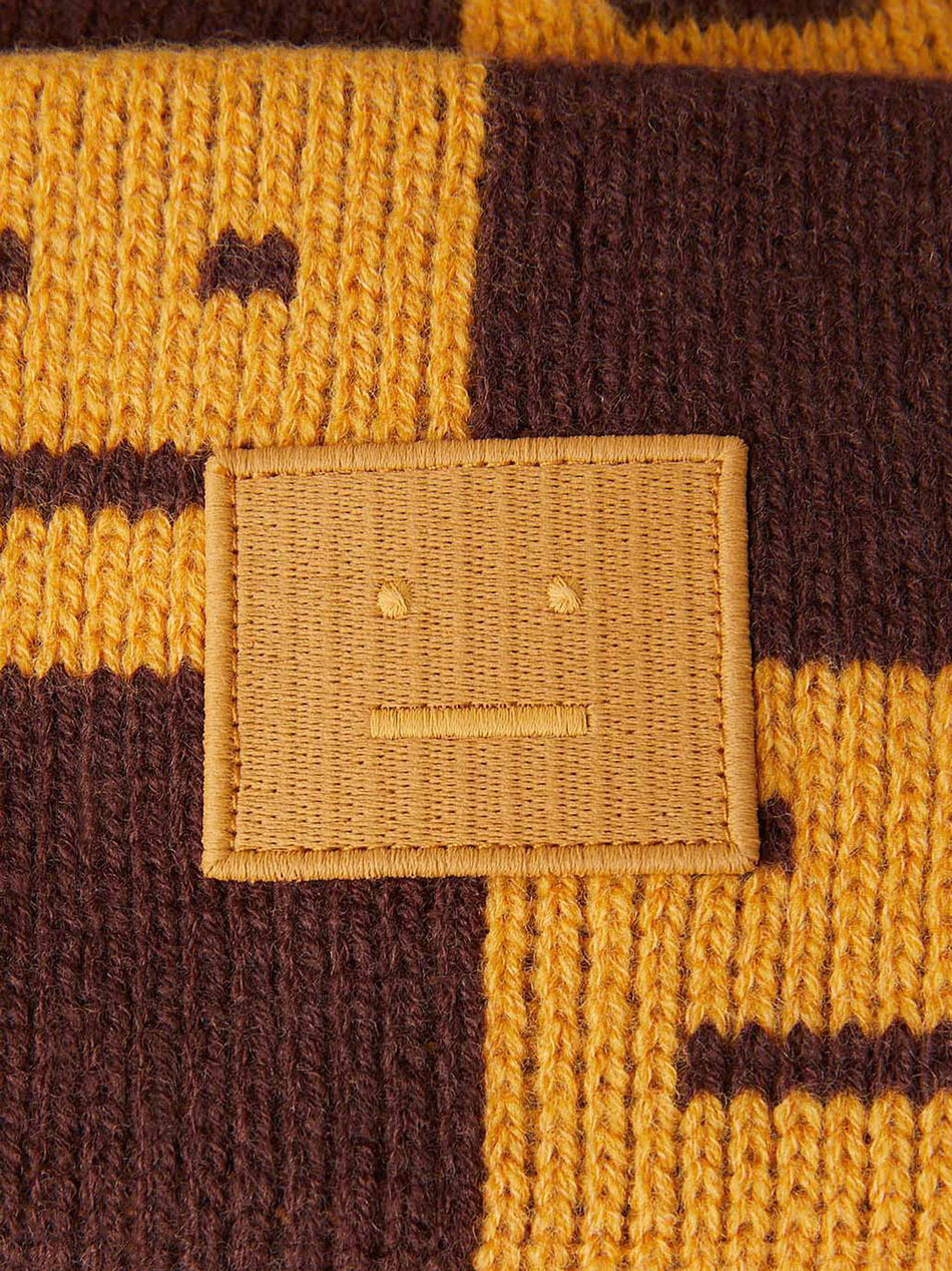 Face Patch Beanie Hat in Orange