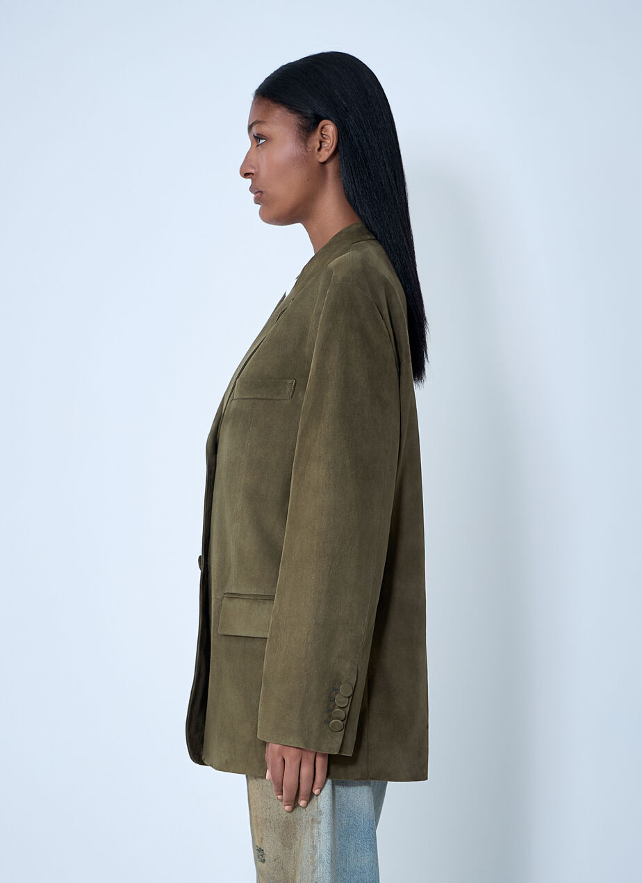 Suede Single-Breasted Blazer